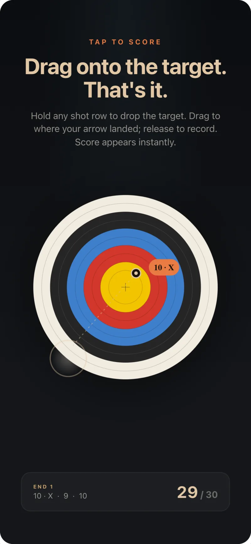 Scoring analytics in Arrow Tempo — end-by-end scores and averages.